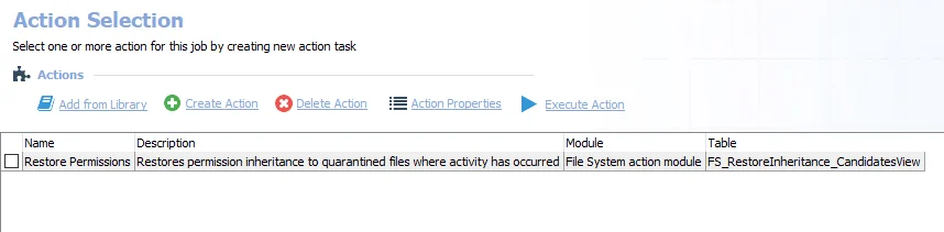 Action Tasks for the FS_RestoreInheritance Job