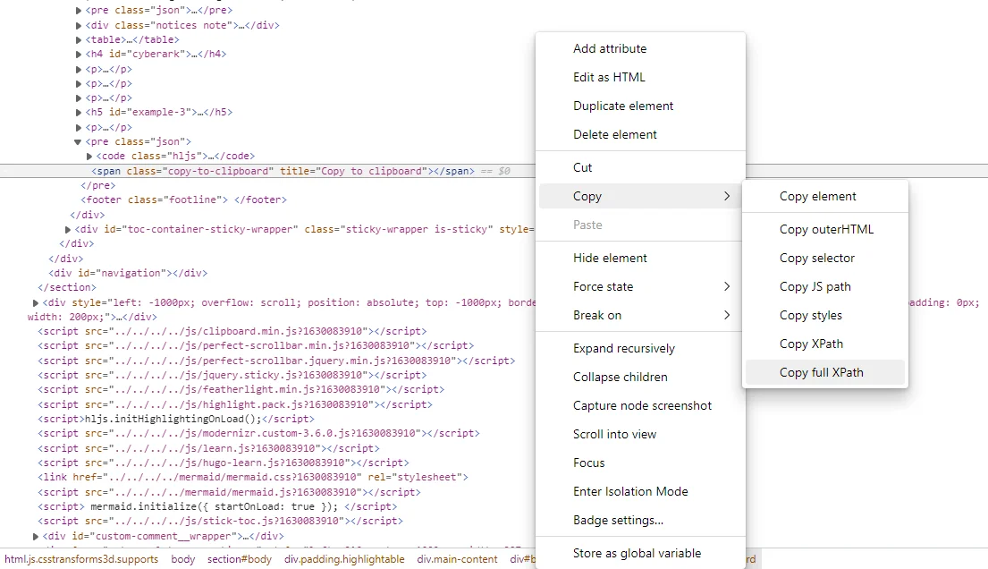 Copy Full XPath
