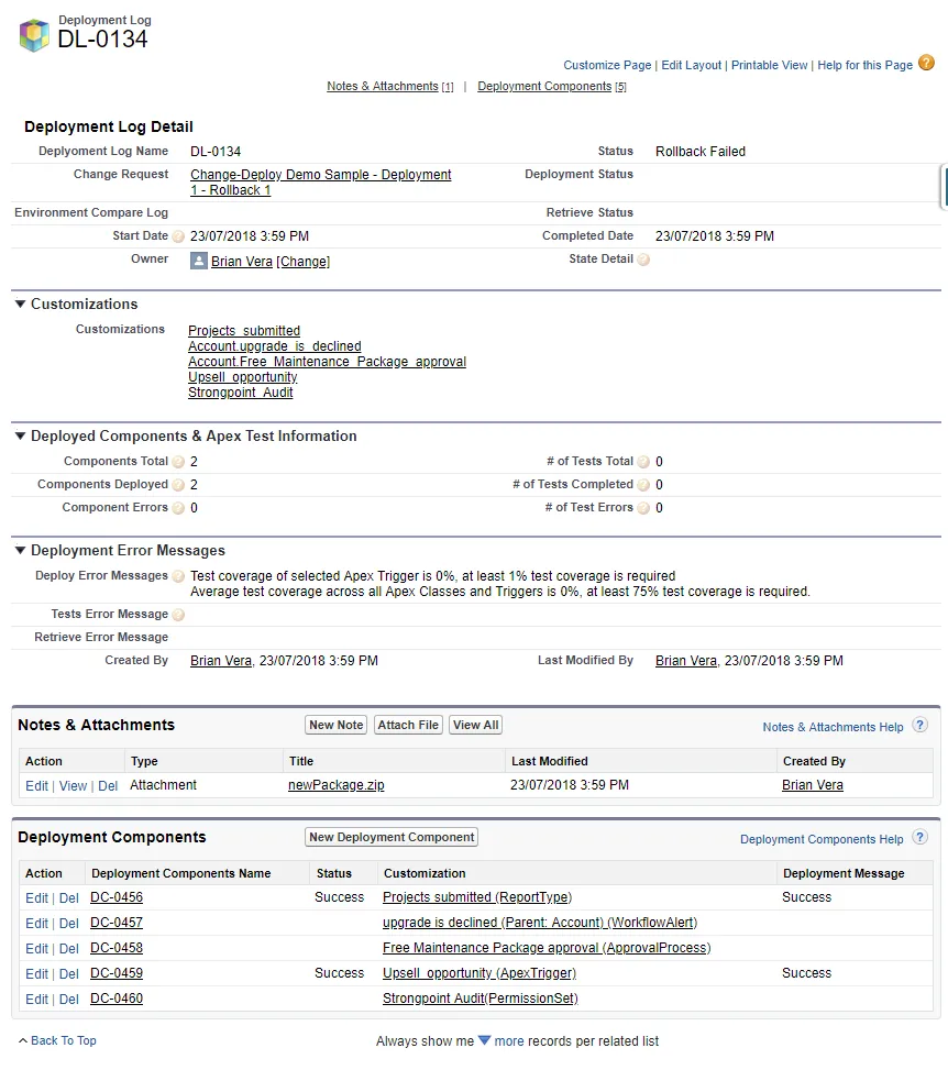 Review the Rollback log
