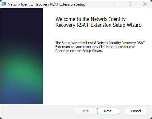 RSAT Extension Installation Wizard - Welcome Page