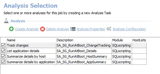Analysis Tasks for the SG_RunAtBoot Job