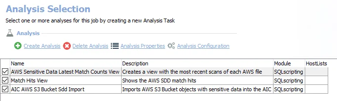 Analysis Tasks for the 4.AWS_S3SDD Scan Job