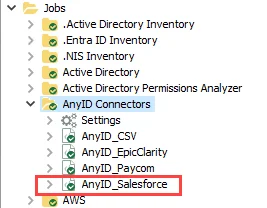 AnyID_Salesforce Job in the Jobs Tree