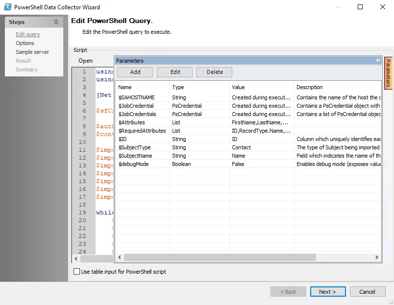 Edit Query Page