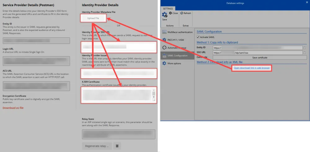 postman identity provider details