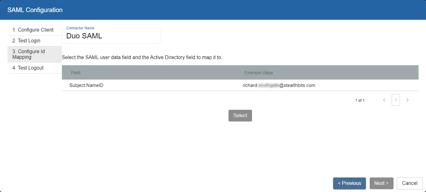 SAML Configuration Wizard, Retrieved Data