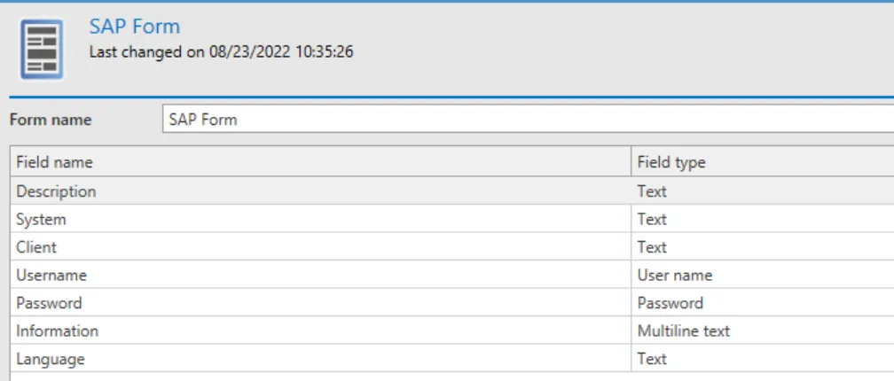 SAP form