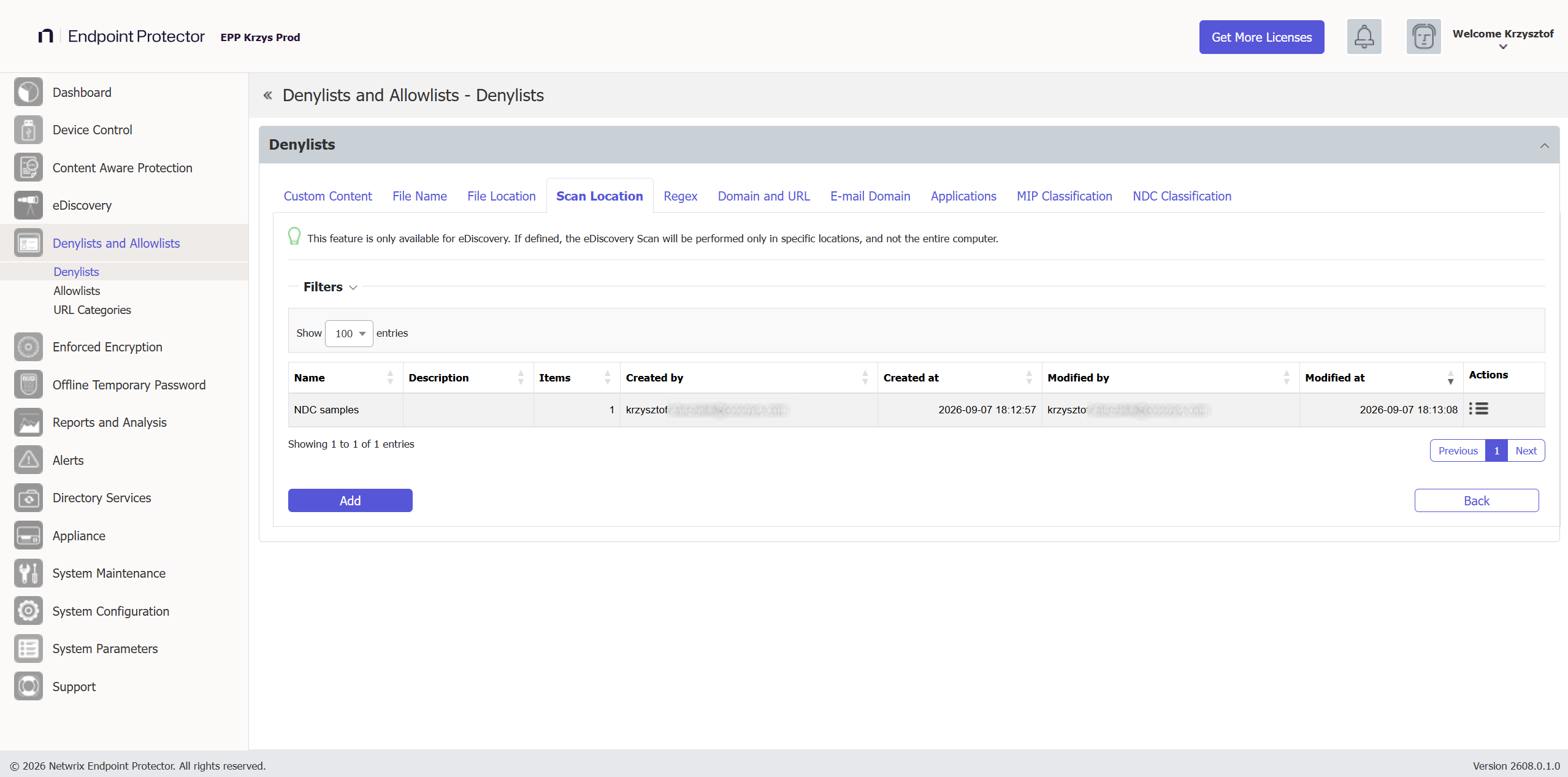 Scan Location Denylists are custom-deﬁned lists of locations identiﬁed by the eDiscovery module
