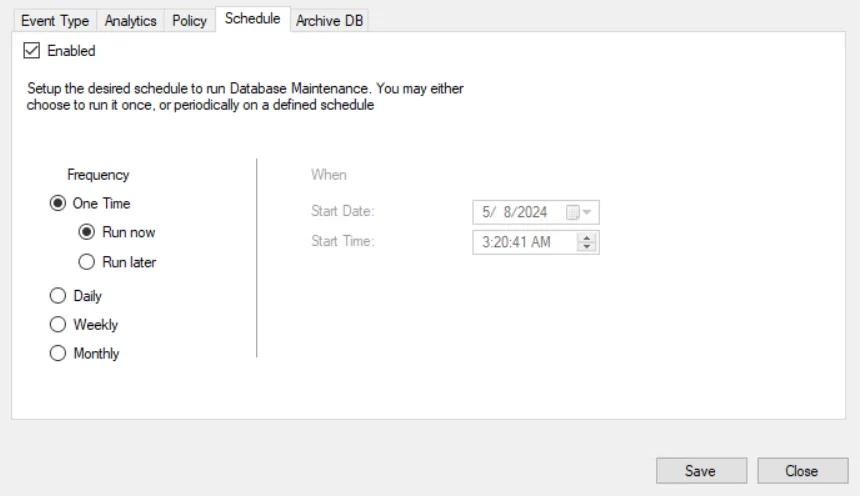 Server Backup Configuration wizard - Schedule page