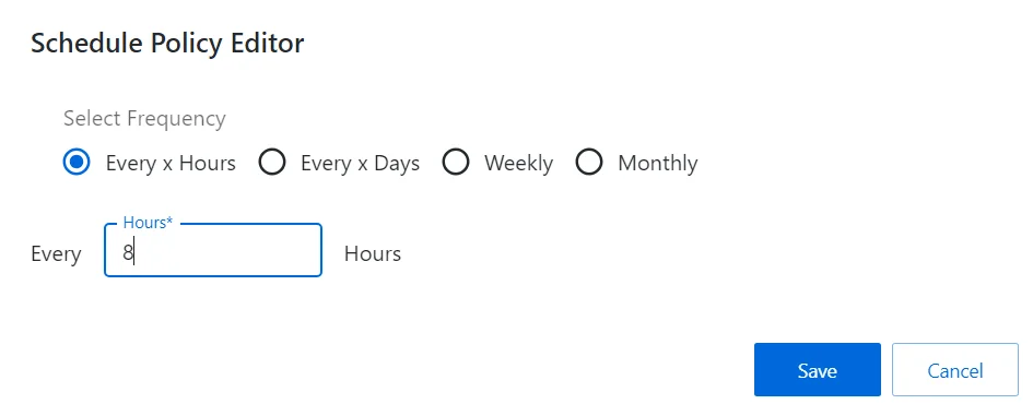 Schedule Policy Editor Window