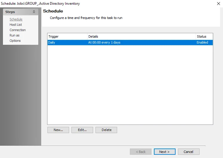 Schedule wizard