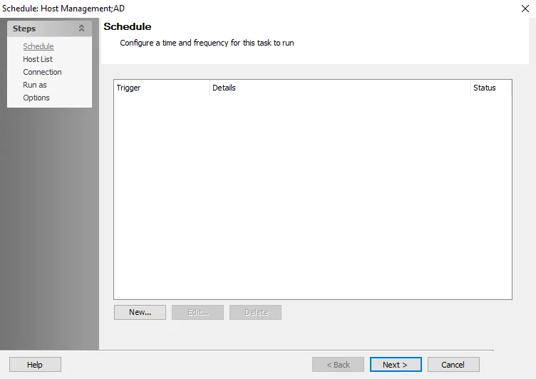 Schedule Wizard for Host Inventory Query