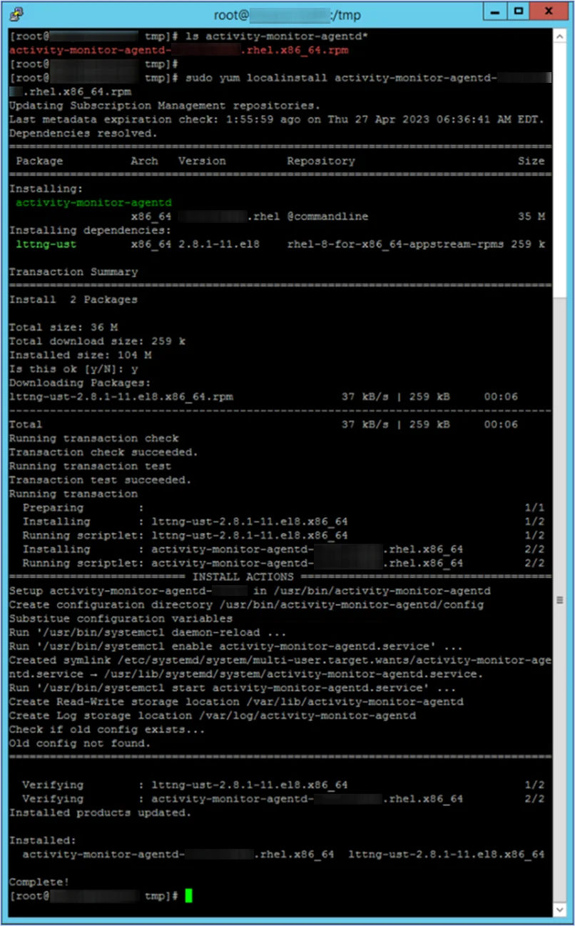 Install Linux Agent RPM Package on the Linux server