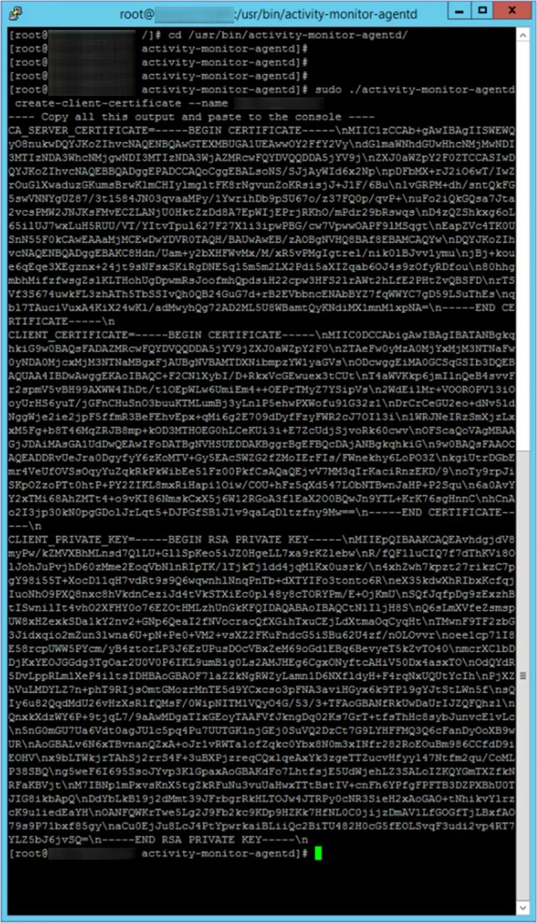 Generate the Activity Monitor Agent Client Certificate