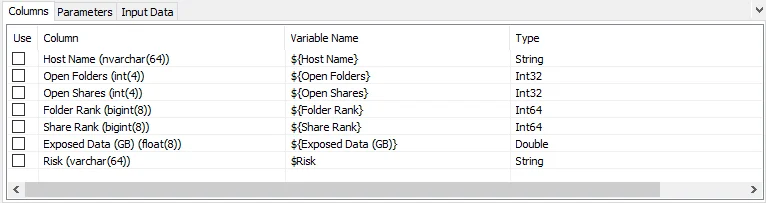Columns tab