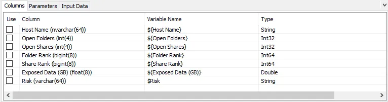 Columns tab