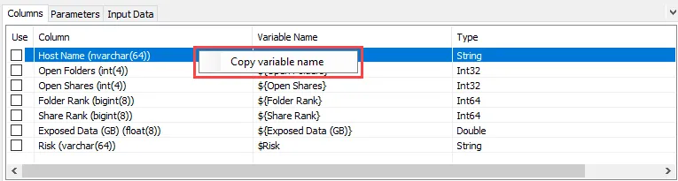 Right-click menu