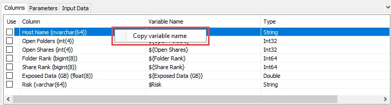 Right-click menu