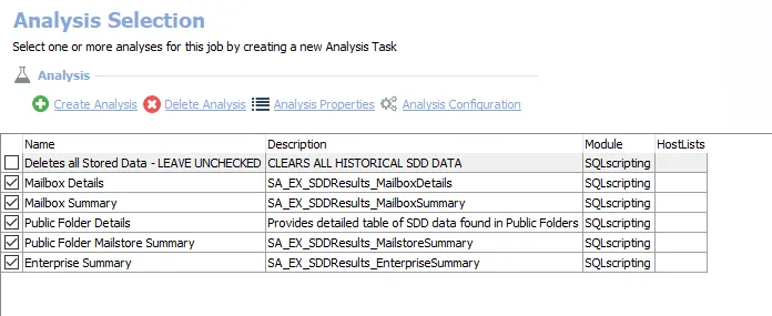Analysis Tasks for the EX_SDDResults Job