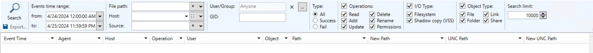 Search UI Options Toolbar