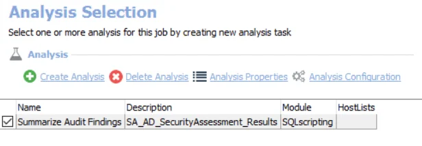 Analysis Selection