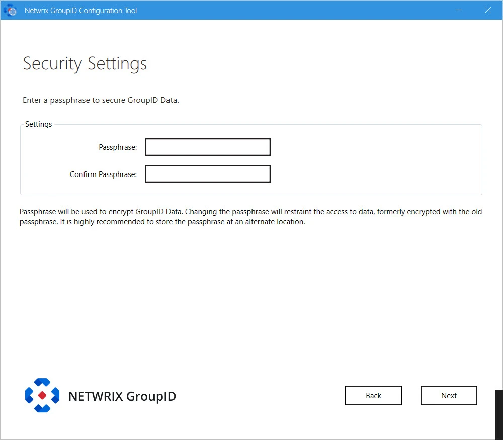 Security Settings page