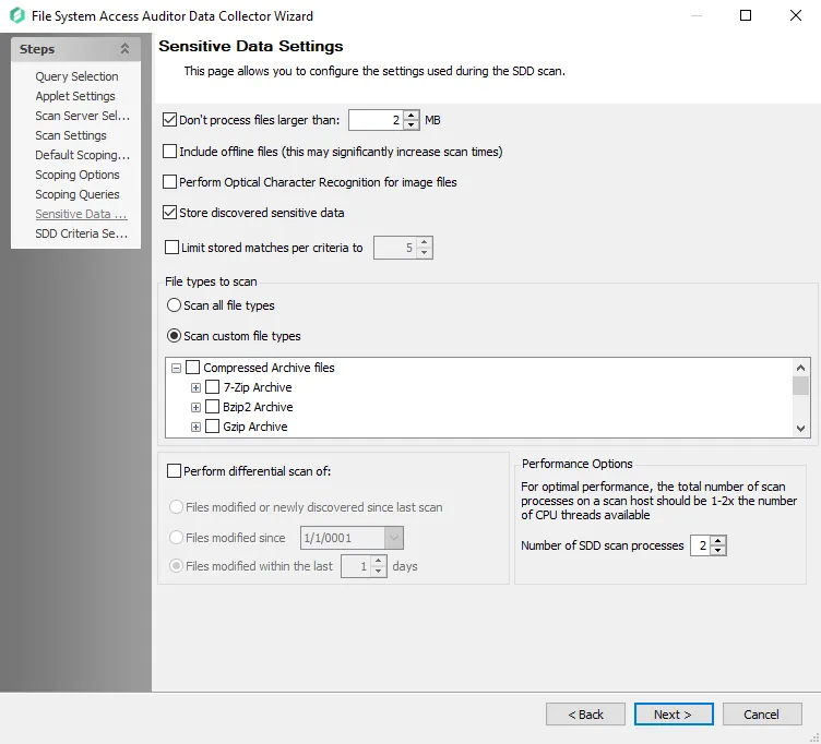 Sensitive Data Settings