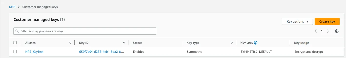 Select Create Key