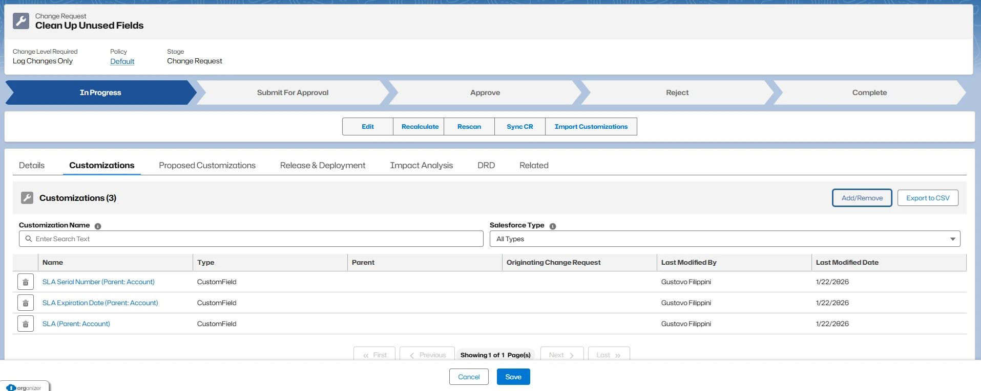 Selected Customizations