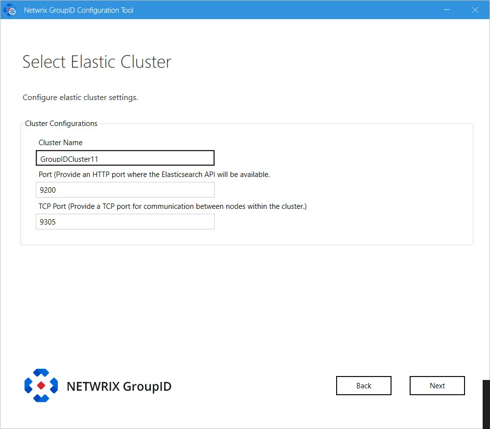 Select Elastic Cluster page