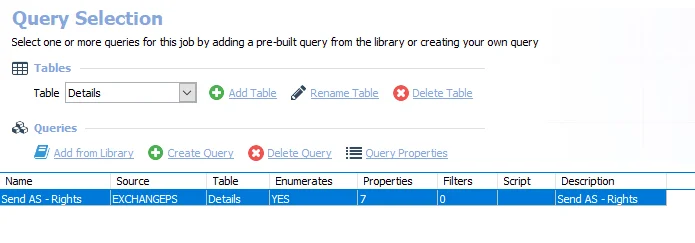 Queries for the EX_SendAs Job
