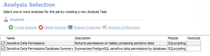 Analysis Selection