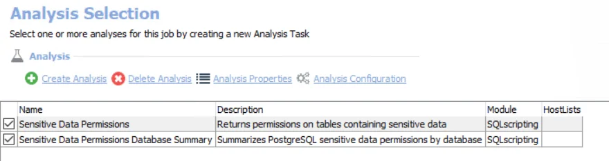 Analysis Selection
