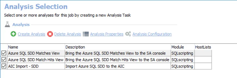 Analysis Selection