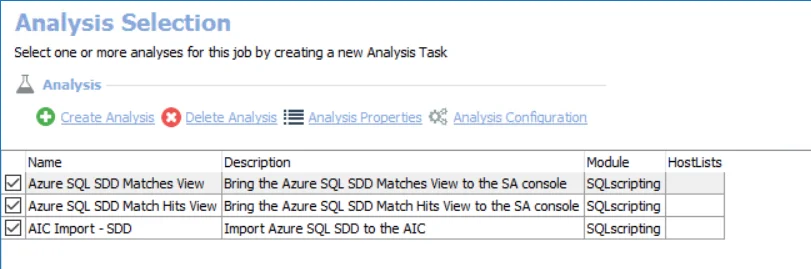 Analysis Selection