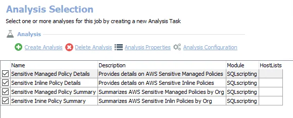 Analysis Tasks for the AWS_SensitivePolicies Job