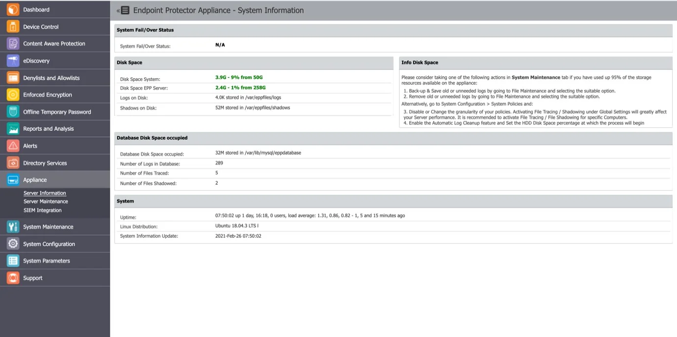 View general information about the Server