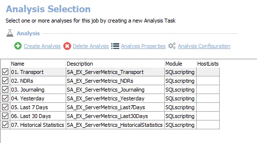 Analysis Tasks for the EX_ServerMetrics Job