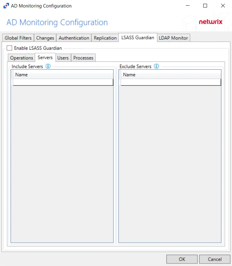 Servers Tab in the LDAP Monitor Tab