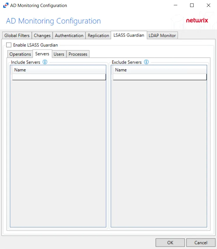 Servers Tab in the LDAP Monitor Tab