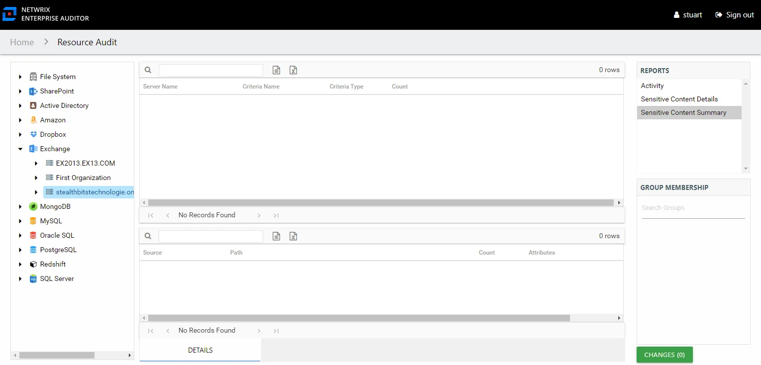 Sensitive Content Summary report at the server level