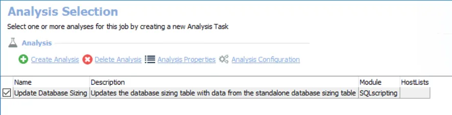Analysis Selection