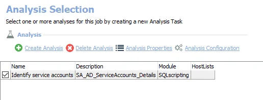 Analysis Task for the AD_ServiceAccounts Job