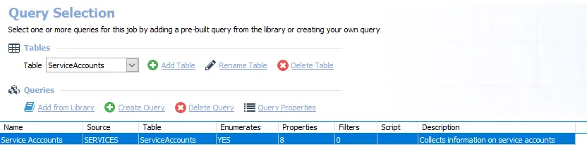 Queries for the SG_ServiceAccounts Job