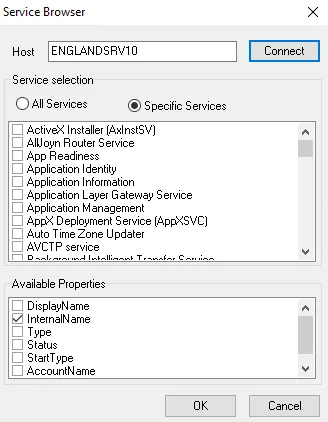 Service Browser window