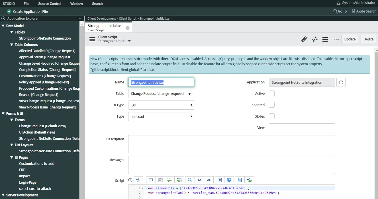 Open the Strongpoint Initialize Script