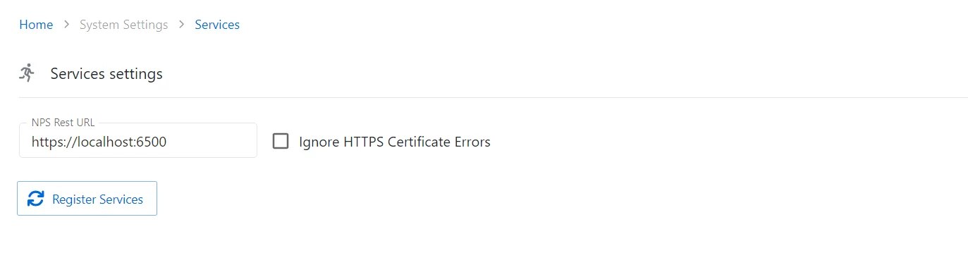 Service Settings page