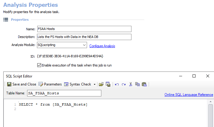 SQL scripting with SA_FSAA_Hosts table
