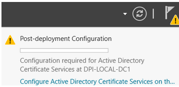Certification Authority post-deployment configuration dialog with required options visible