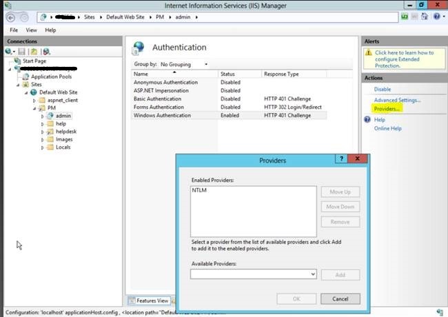Configuration for Windows Authentication